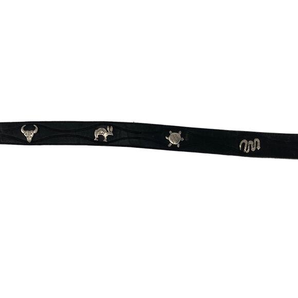Vintage WARNER BROS Looney Tunes women 50 black silver characters Leather Belt main image 5